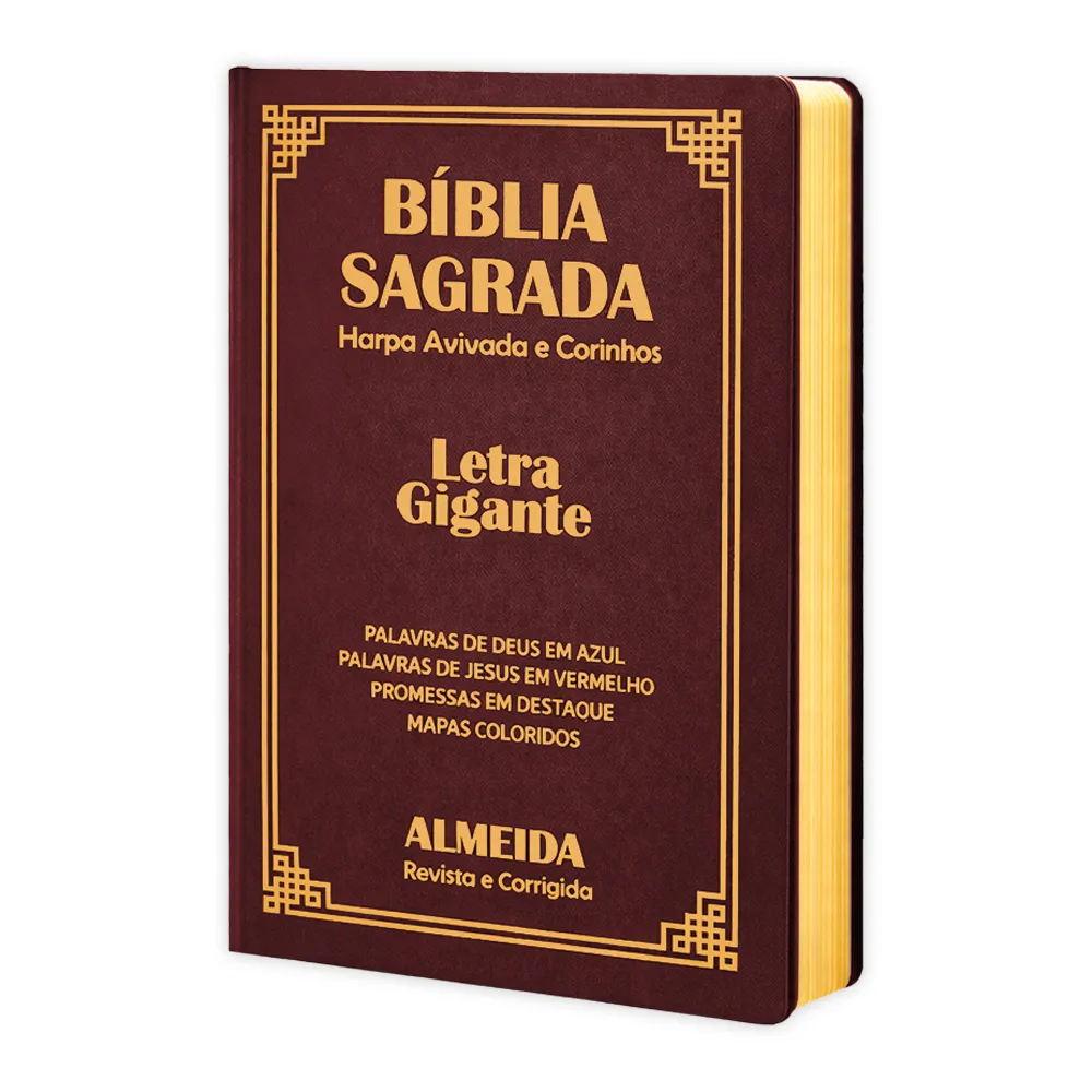 Bíblia Letra Gigante RC com Harpa, Capa Luxo Vinho: Clássica e Legível