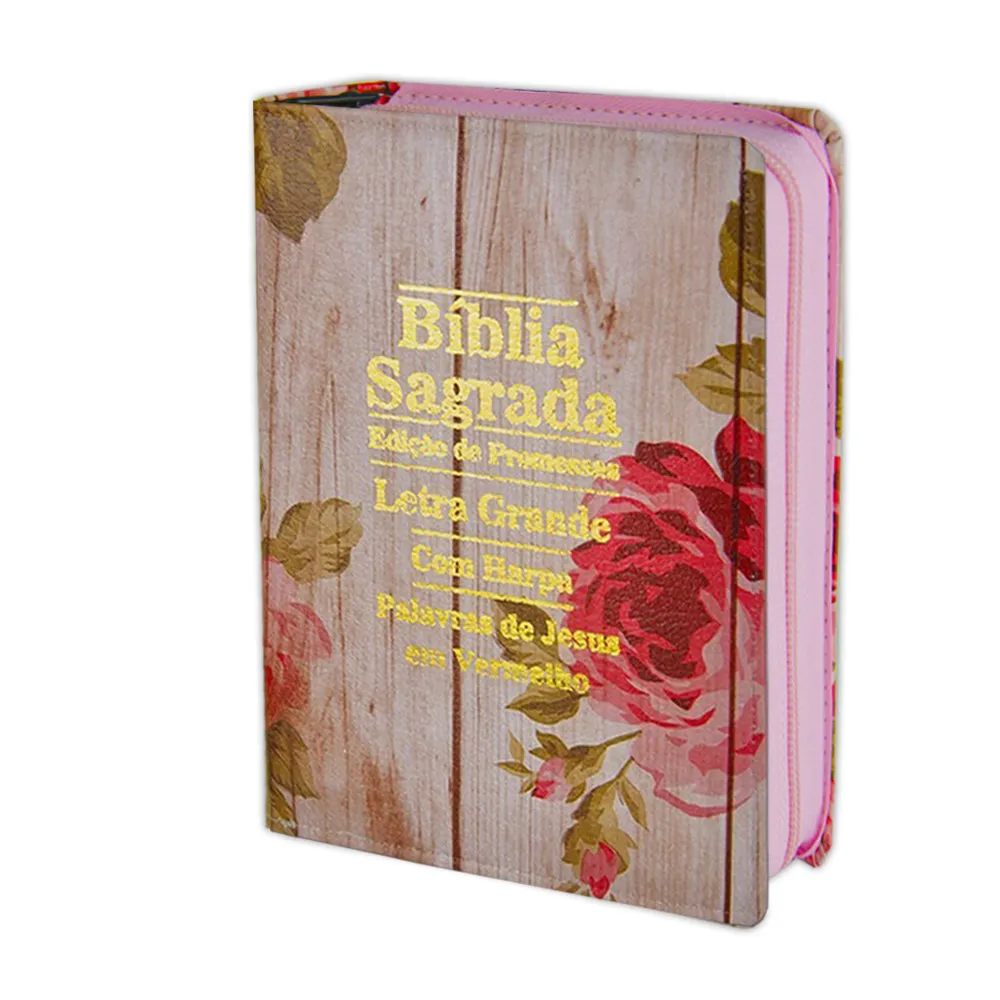 Bíblia Letra Grande com Zíper, Modelo Agenda Romantic: Prática e Protegida