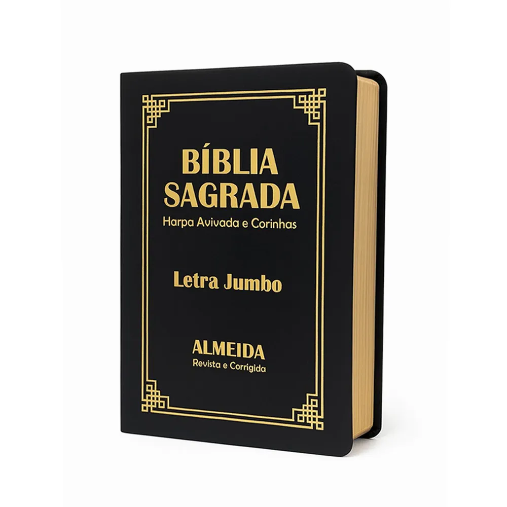Bíblia Sagrada Jumbo ARC com Harpa: Capa PU Luxo Preta, Letra Ampliada