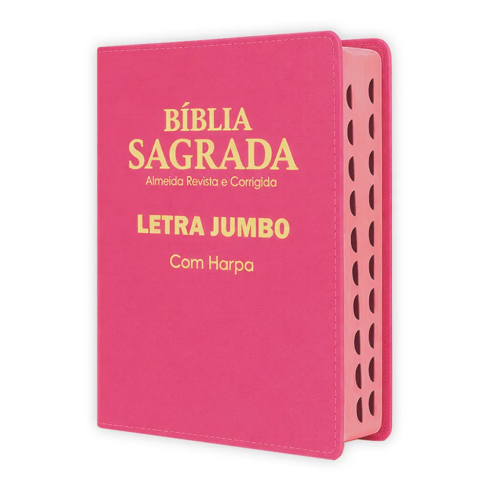 Bíblia Jumbo ARC com Harpa: Acabamento Luxo Pink, Letra Ampliada