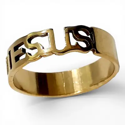 Anel De Jesus Aço Dourado Pacote 36 Peças