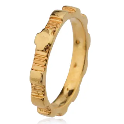 Anel Terço Tubo Dourado Kit Com 6 Unidades