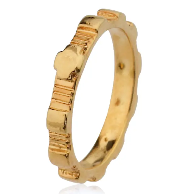 Anel Terço Tubo Dourado Kit Com 6 Unidades
