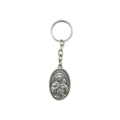 Chaveiro Oval de Nossa Senhora Mãe Rainha, Prata Velha