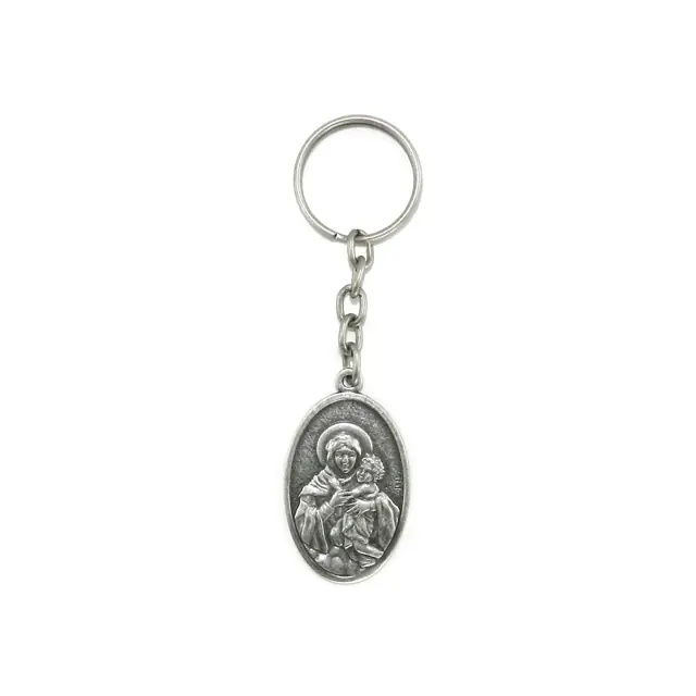 Chaveiro Oval de Nossa Senhora Mãe Rainha, Prata Velha