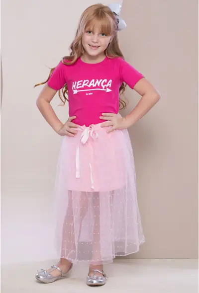 Camiseta Infantil Linha Herança Rosa