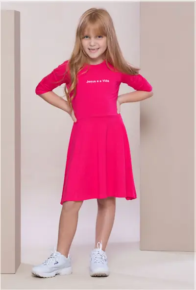 Vestido Jesus é a Vida — Cor Rosa