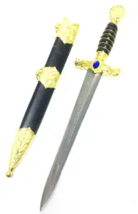 Adaga Dourada E Preta 39cm Para Devoção