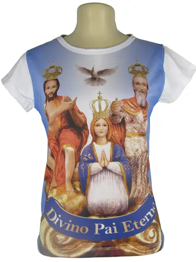 Camiseta Baby Look Divino Pai Eterno Azul
