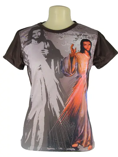 Camisa Baby Look Jesus Misericordioso com Sombra