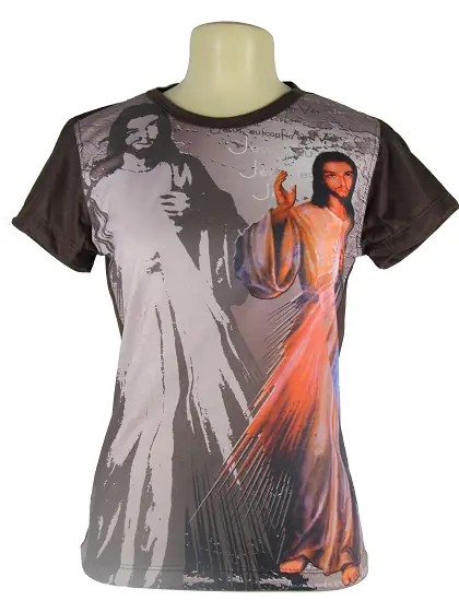 Camisa Baby Look Jesus Misericordioso com Sombra