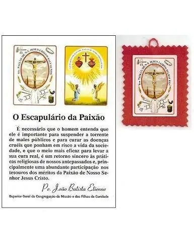 Kit Escapulário da Paixão em Pano Com Folheto