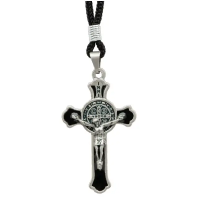 Colar Crucifixo Moldado com Medalha de São Bento