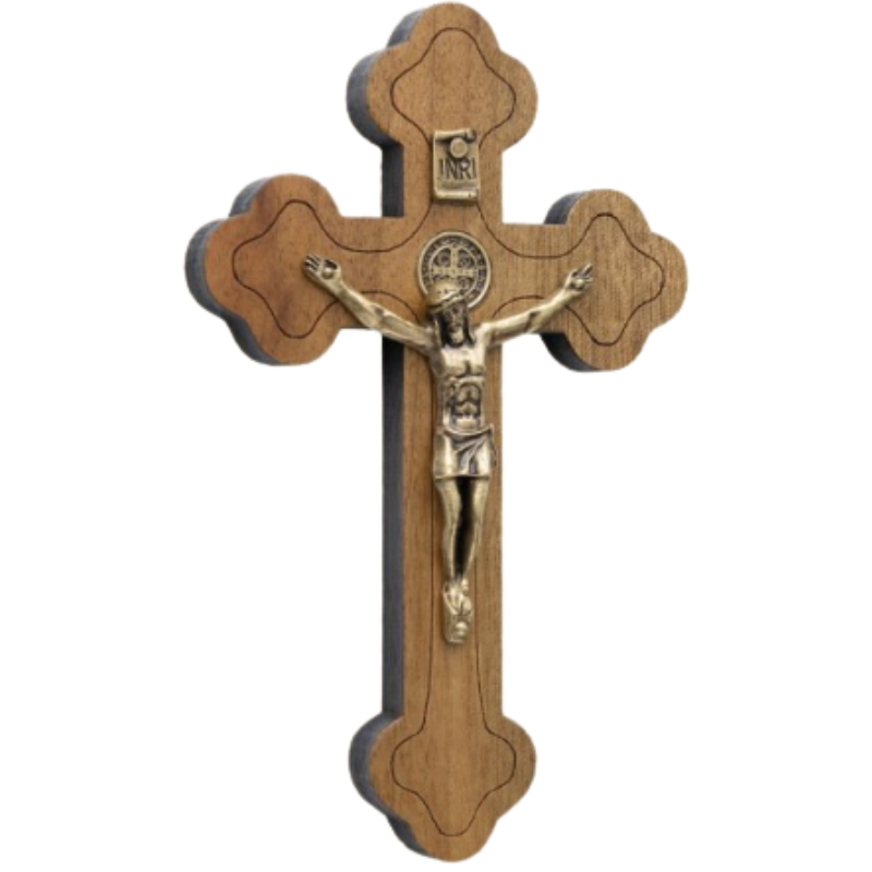 Crucifixo de Parede 12 cm Cristo em Metal Ouro Velho