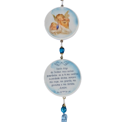 Adorno Infantil Anjo da Guarda Branco e Azul