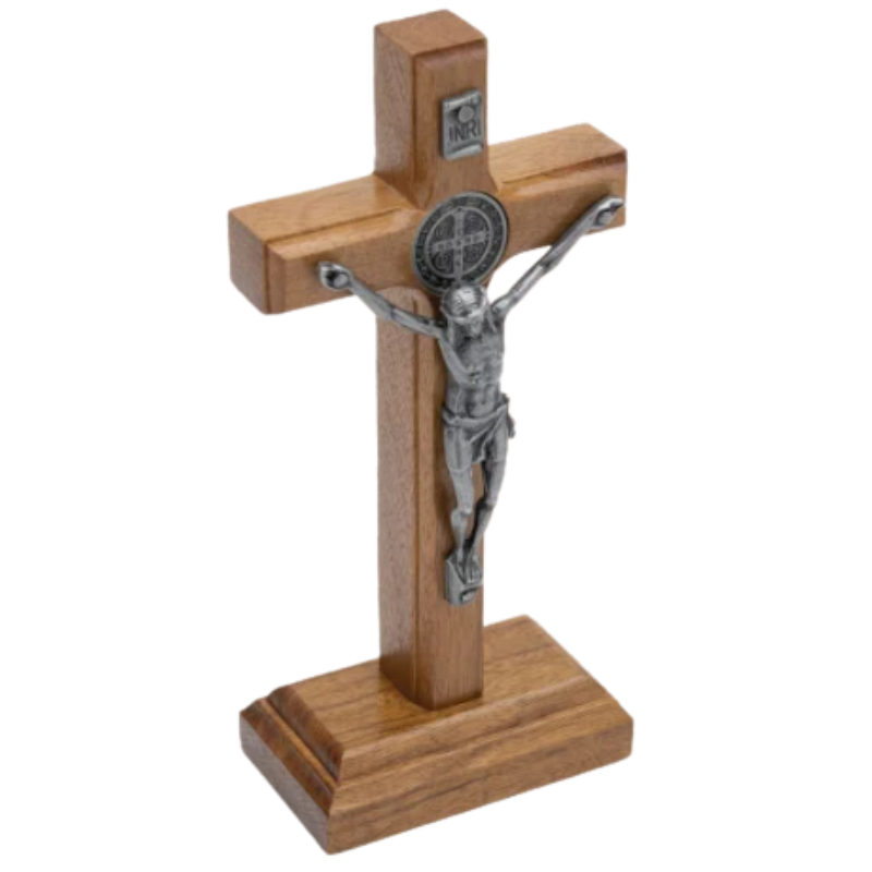 Crucifixo de Mesa 12 cm com Medalha de São Bento