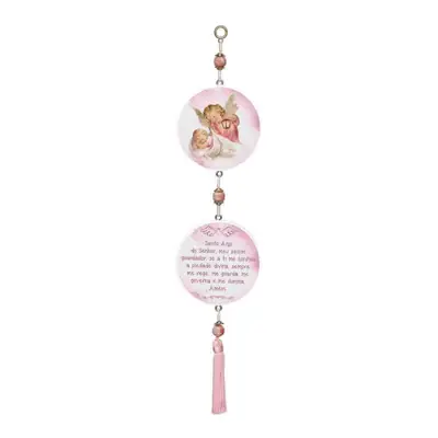 Adorno Infantil Anjo da Guarda Rosa e Branco