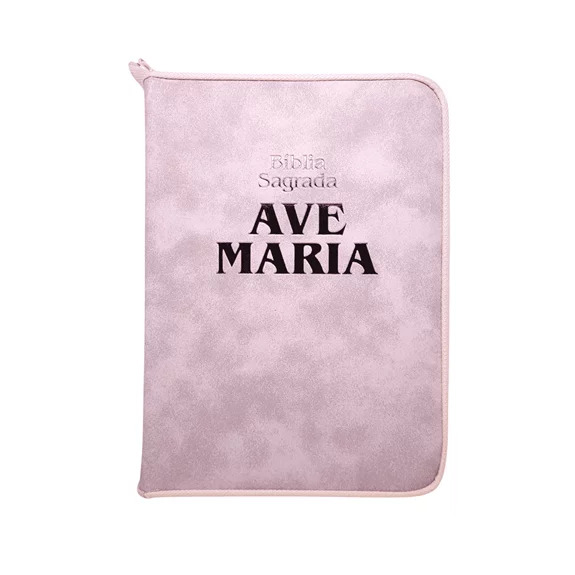 Bíblia Ave-Maria Rosa com Zíper e Índice Lateral