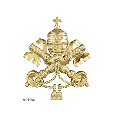 Aplique do Brasão do Vaticano em Metal Dourado