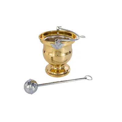 Balde de Água Benta Dourado, 12,5×14,5cm