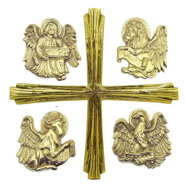 Aplique dos Quatro Evangelistas com Cruz, 46×46cm