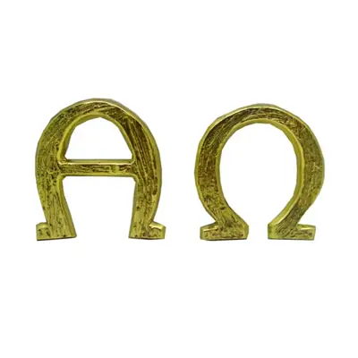 Aplique Alfa e Ômega em Metal, 43×22cm