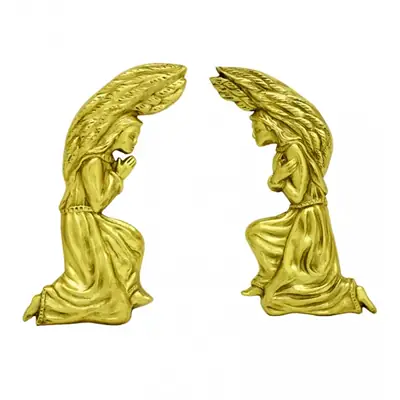 Aplique de Anjo Adorador em Metal, Modelo 2