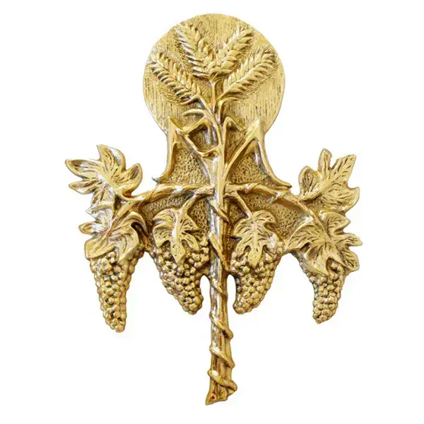 Aplique de Trigo e Uva em Metal, 38×51cm
