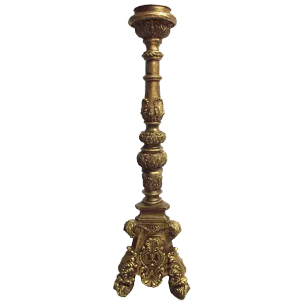 Castiçal Barroco Real, 97cm, com Pintura Artesanal