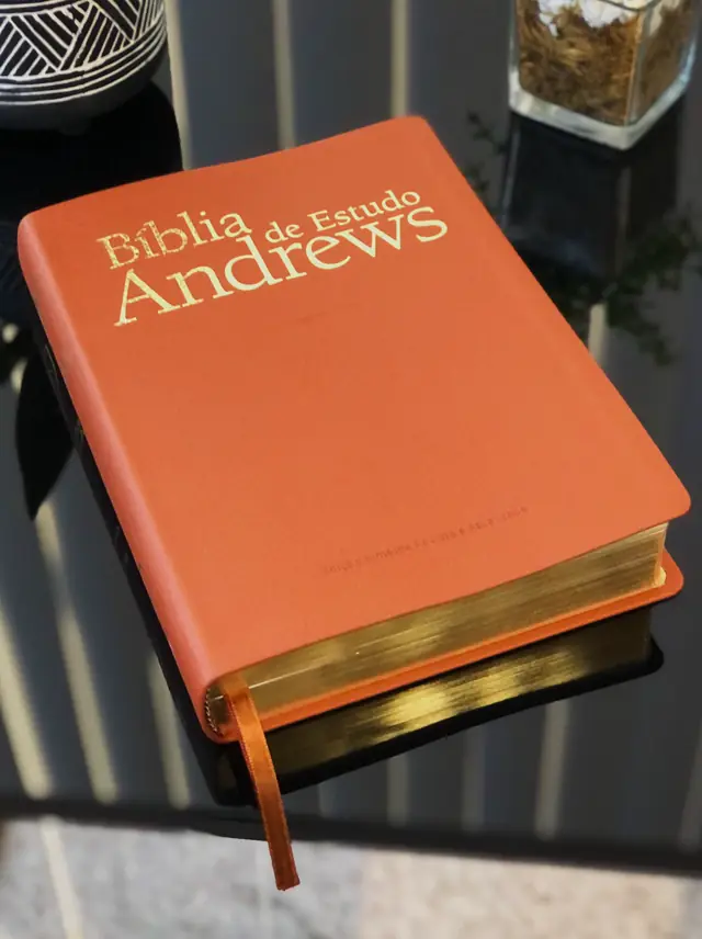Bíblia de Estudo Andrews Capa Couro Marrom Luxo
