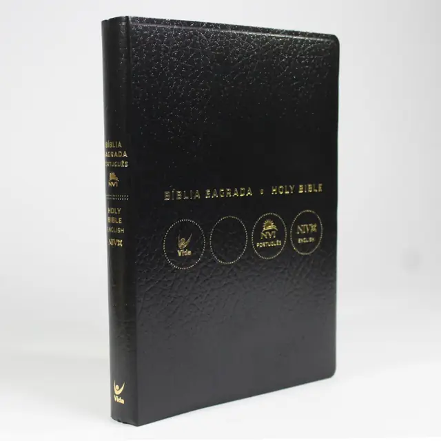 Bíblia Bilíngue NVI Capa Luxo Preta Editora Vida