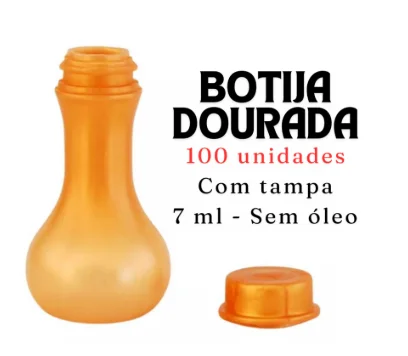 Botija Dourada para Óleo de Unção 7ml, Pacote com 100 Unidades