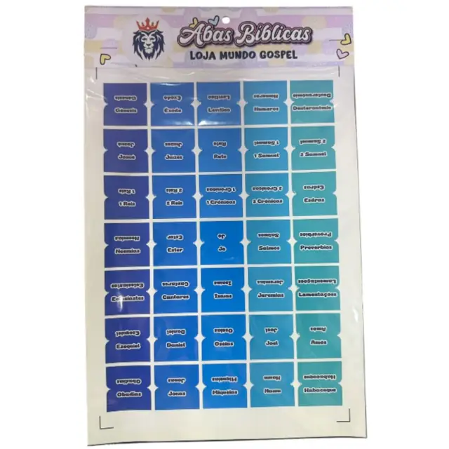 Abas Adesivas para Bíblia, Índice Azul Degradê de Gênesis a Apocalipse