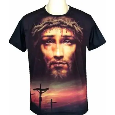 Camisa da Paixão de Cristo em Malha Preta
