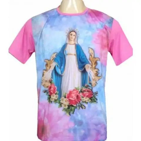 Camisa de Nossa Senhora das Graças em Malha Rosa