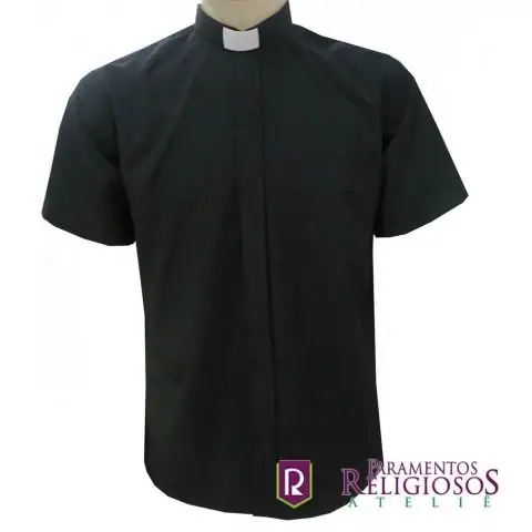 Camisa Clerical Manga Curta Preta