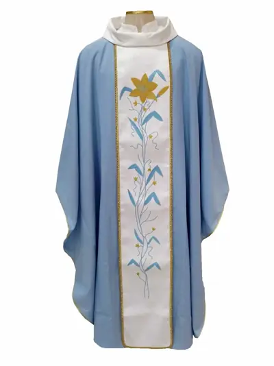 Casula Mariana Branca e Azul com Bordado