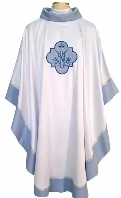 Casula Mariana Branca com Galão e Gola Azul