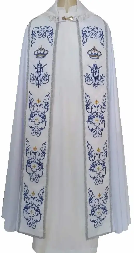 Capa de Asperge Mariana Branca com Estola Bordada