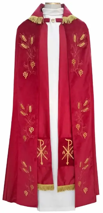 Capa de Asperge Vermelha com Estola Tridentina Bordada