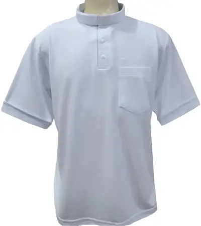 Camisa Clerical Polo Sport Branca em Piquet