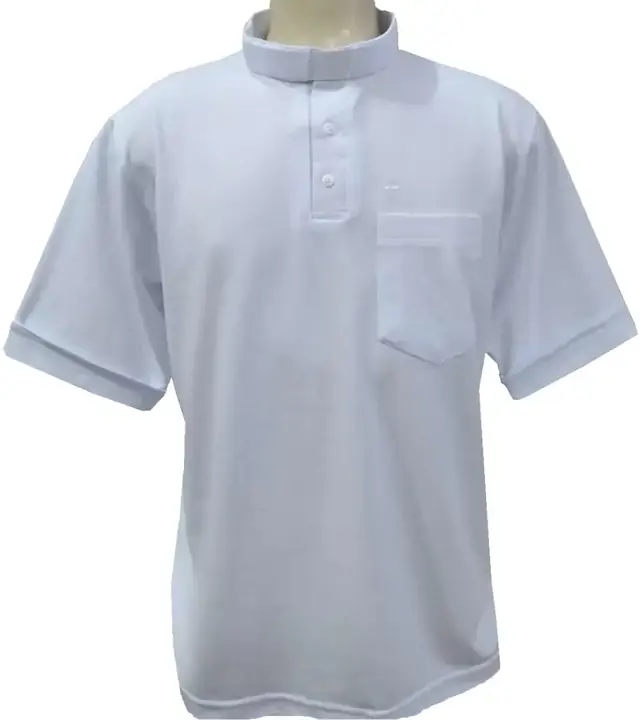 Camisa Clerical Polo Sport Branca em Piquet