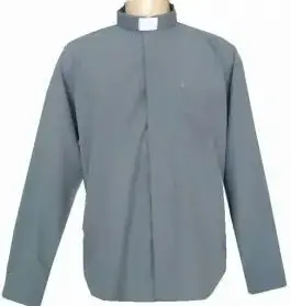 Camisa Clerical Manga Longa Cinza