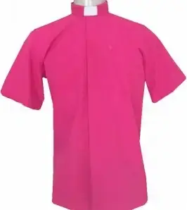 Camisa Clerical Manga Curta Rosa — Segunda Opção