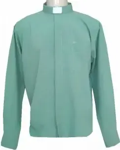Camisa Clerical Manga Longa Verde