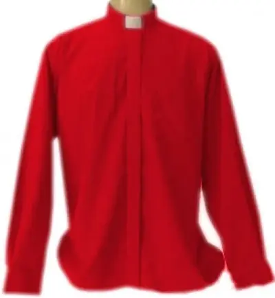Camisa Clerical Manga Longa Vermelha