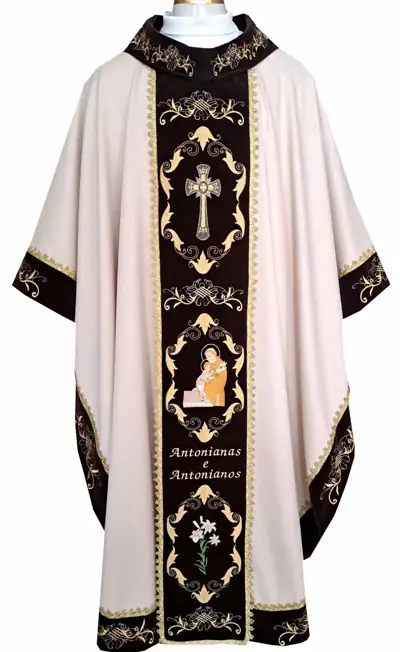 Casula Dourada com Imagem de Santo Antônio