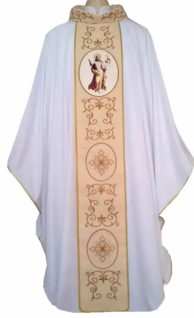 Casula Branca com Cristo Ressuscitado em Sublimação