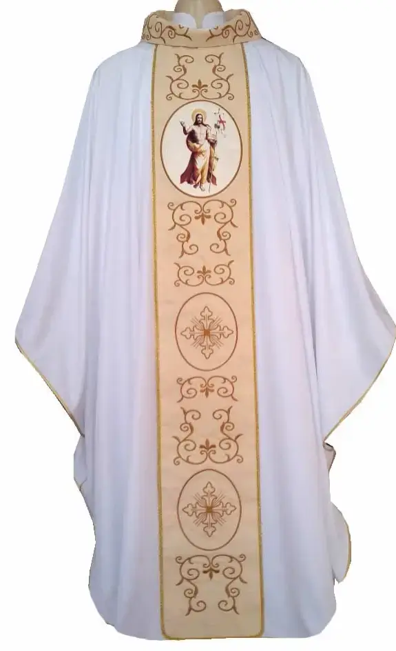 Casula Branca com Cristo Ressuscitado em Sublimação