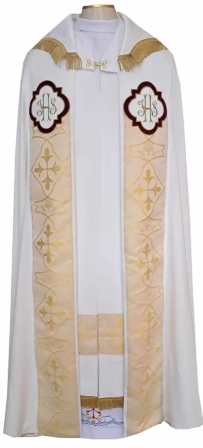 Capa de Asperge Branca com Galão Litúrgico Dourado